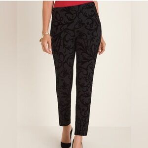 Chico's Black Floral Patterned Ankle Pants